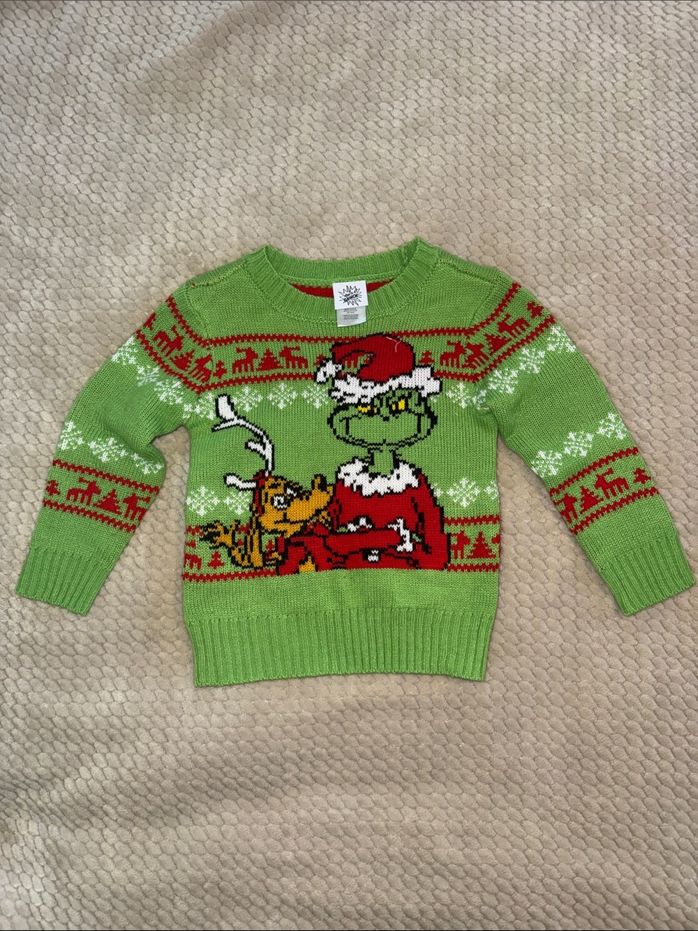 Toddler Grinch Holiday Sweater with Festive Graphic